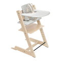 Stokke Tripp Trapp High Chair 2 (Natural), Cushion 2 (Nordic Grey) + Stokke Tray (White) - Includes Chair + Baby Set with Removable Harness for Children 6-36 Months