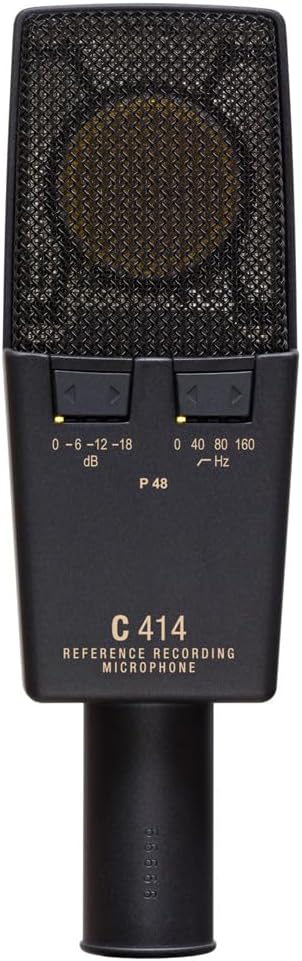 AKG Pro Audio C414XLS Pair Studio Grade Professional Large Diaphragm, Dual Capsule, Multi-Pattern, Vocal & Instrument Condenser Microphone with Aluminum Carrying Case. XLR Connector. Gray with Gold.