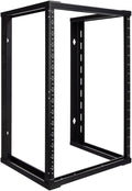 NavePoint 15U Wall Mount Open Frame 19 Inch Server Equipment Rack Threaded 16 inch Depth Black