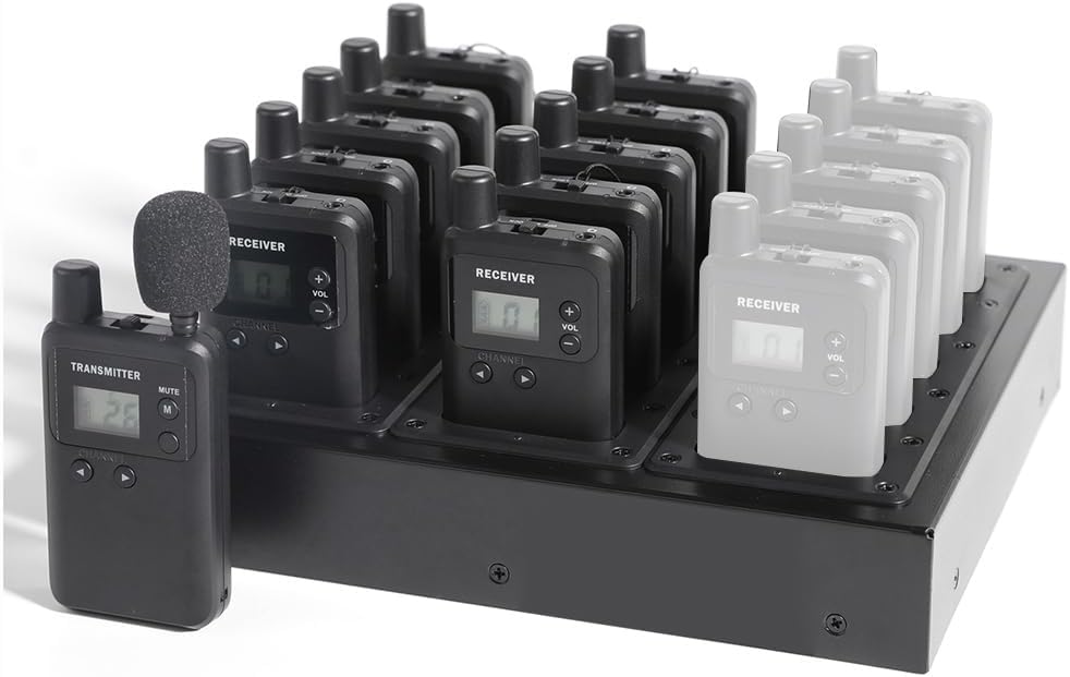 AGJ Wireless Tour Guide System, Tour Guide Microphone, Tour Guide Headsets 1 Transmitter 10 Receivers 1 Charger Court Church Translation Assisted Listening System for Factory School