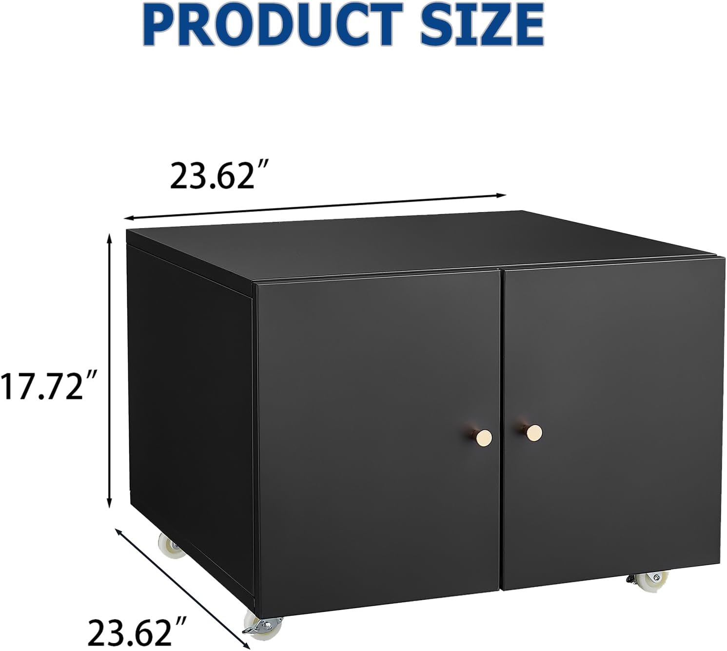 GarveeLife Metal Printer Stand with File Storage Cabinet, Printer Cabinet File Cabinet On Wheels with Door and Adjustable Shelf, Printer Table Stand for Home Office 17.72' H Black