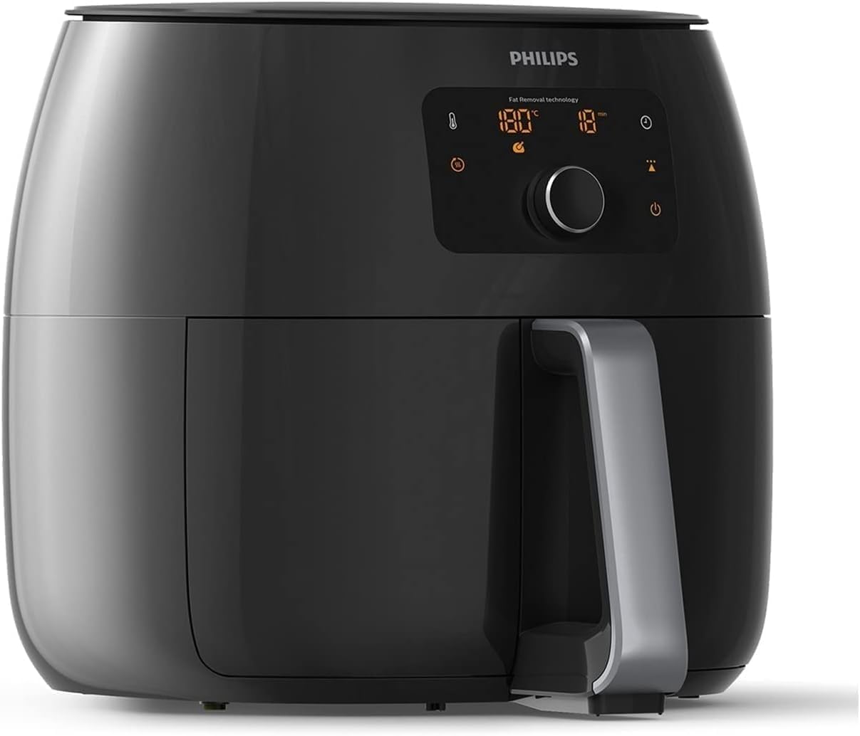 Philips Premium Airfryer XXL, Fat Removal Technology, 3lb/7qt, Rapid Air Technology, Digital Display, Keep Warm Mode, 5 Cooking Presets, HomeID App, Family Sized, Black (HD9650/96)