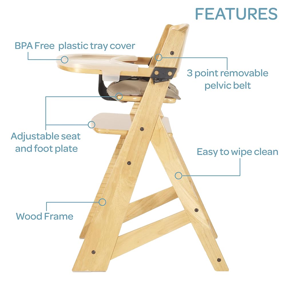 Keekaroo Height Right High Chair with Tray, Natural
