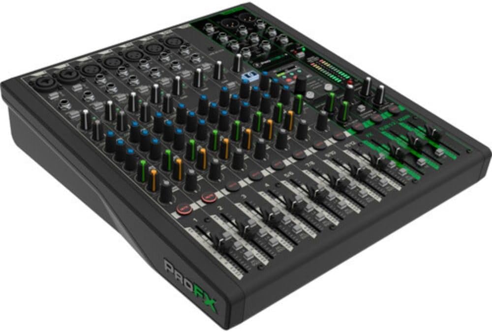 Mackie ProFX12v3+ 12-Channel Analog Mixer with Built-In FX, USB Recording, and Bluetooth Bundle with G-MIXERBAG-1515 Padded Nylon Mixer/Equipment Bag and Stereo Breakout Cable 10'