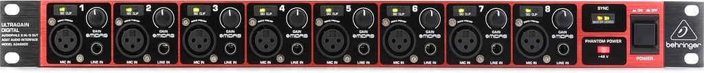 Behringer ADA8200 Audiophile 8 In/8 Out ADAT Audio Interface with Midas Mic Preamplifiers