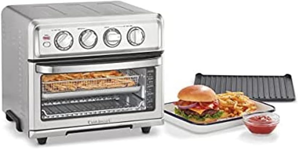 Cuisinart TOA-70 AirFryer Toaster Oven with Grill Stainless Steel Bundle with Deco Chef Pair of Red Heat Resistant Oven Mitt