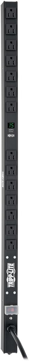 Tripp Lite Metered PDU, 15A, 14 Outlets (5-15R), 120V, 5-15P, 15 ft. Cord, 0U Vertical Rack-Mount Power (PDUMV15-36) Black