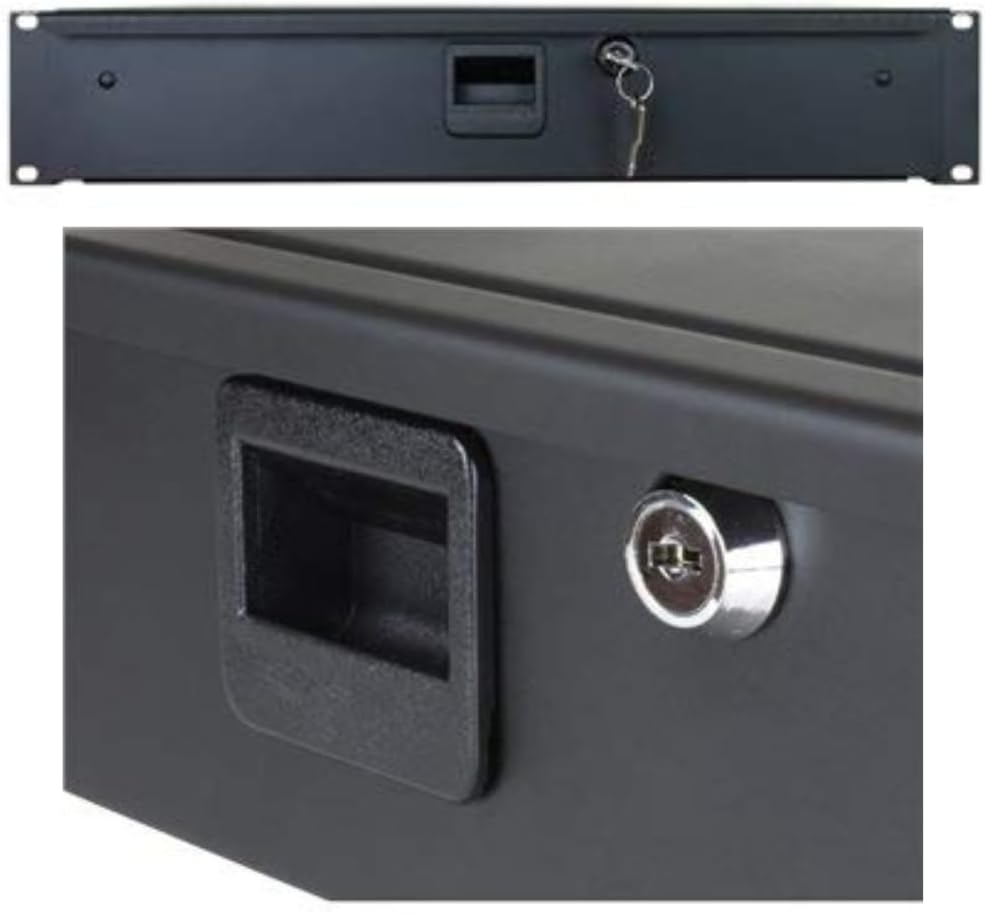 Penn Elcom 3233LK 3 Space (3U) Steel Rack Drawer with Slam Latch & Keyed Lock, 15.25 Inch Deep