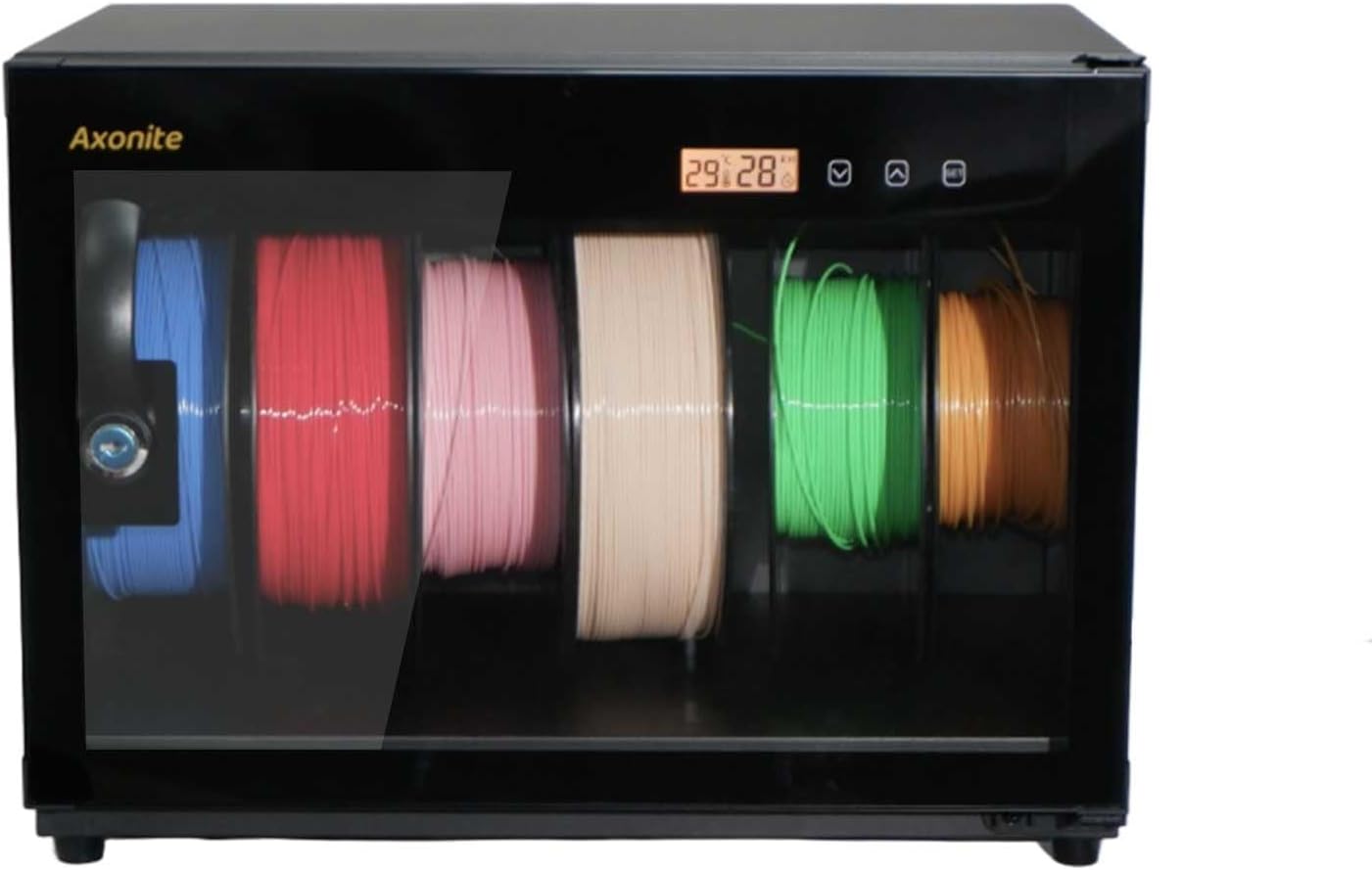 3D Printer Filament Storage Box, 6 Spool Capacity, Air Tight Dry Box with Humidity Control (20%-25% RH), Transparent Glass & Aluminum Alloy, Noiseless & Stackable Design for PLA/ABS/PETG