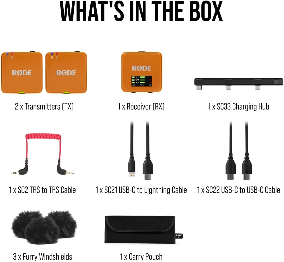 RØDE Wireless GO (Gen 3) – Compact Wireless Mic – Pristine Audio, 32-bit Float Recording, Automatic Level Control, for Phones, Cameras and Computers (Orange)