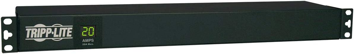 Tripp Lite Metered PDU, 20A, 12 Outlets (5-15/20R), 120V, L5-20P / 5-20P, 110-127V Input, 15 ft. Cord, 1U Rack-Mount Power, 2 Year Warranty (PDUMH20) Black