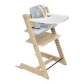 Stokke Tripp Trapp Oak High Chair 2 (Natural), Cushion 2 (Nordic Blue) + Stokke Tray (White) - Includes Chair + Baby Set with Removable Harness for Children 6-36 Months