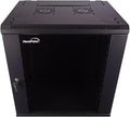 NavePoint 12U Server Cabinet Wall Mount Rack Enclosure Includes 2 Fans, Locking Glass Door, Removable Side Panels – 12U Network Cabinet 17.7' Deep, 19 Inch Server Rack for IT and A/V Equipment