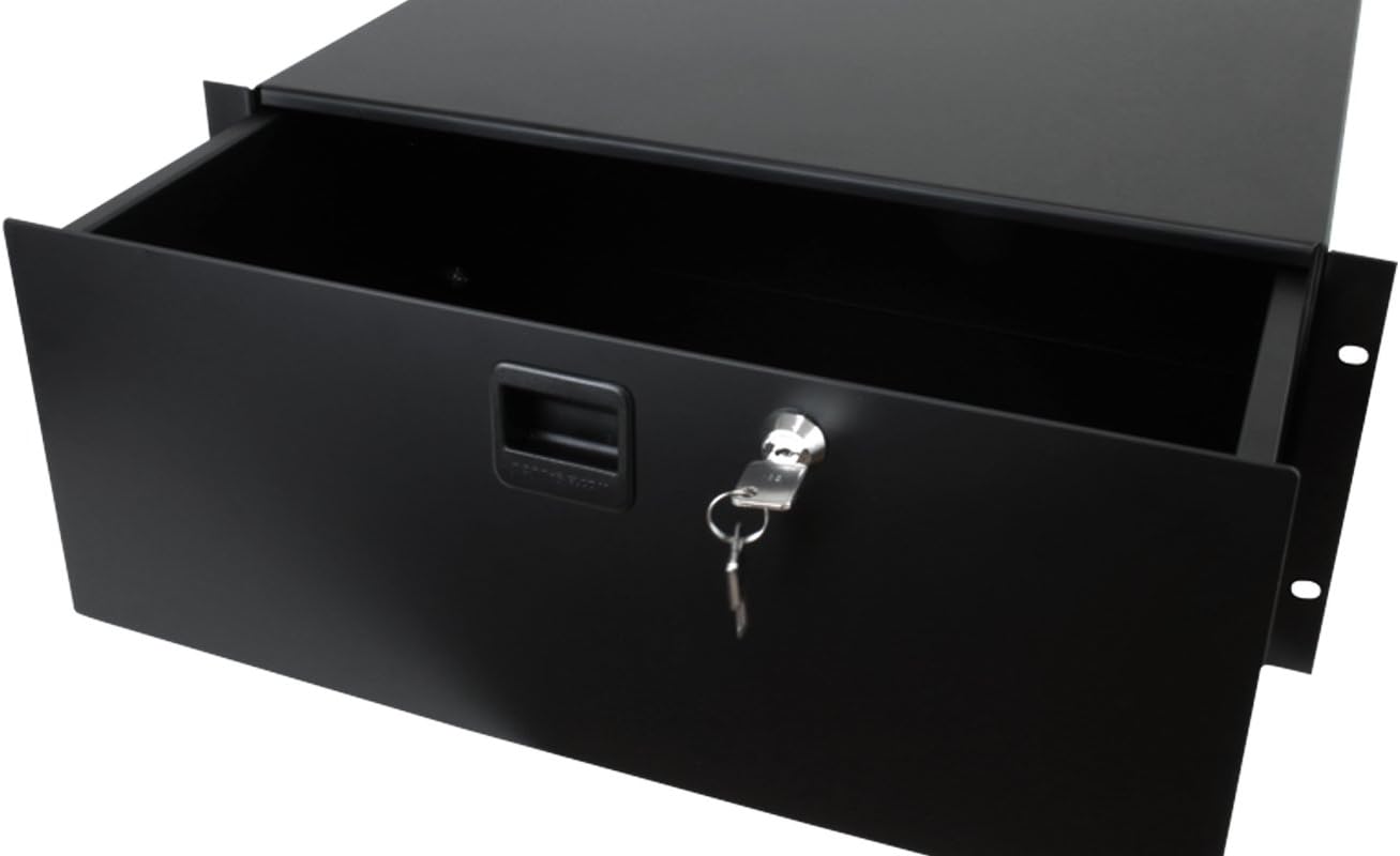 Penn Elcom 3234LK 4 Space (4U) Steel Rack Drawer with Slam Latch & Keyed Lock, 15.25 Inch Deep
