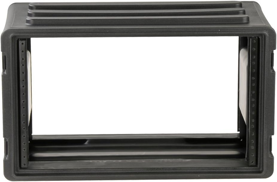 SKB 6U Shallow Roto Rack Case - Durable Polyethylene Gear Protector, Stackable, Waterproof with Twist Latches & Rubber Feet for Musicians, DJs, and A/V Equipment - Secure Transport & Storage Solution