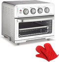 Cuisinart TOA-70W AirFryer Toaster Oven with Grill White Bundle with Deco Chef Pair of Red Heat Resistant Oven Mitt
