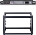 6U Open Frame Network Rack and 10-Outlet Power Sequencer Conditioner Bundle, Ideal for Audio, Networking, Studio, and Home Theater Equipment