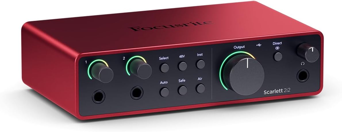 Focusrite Scarlett 2i2 Studio 4th Gen USB Audio Interface Bundle for the Songwriter with Condenser Microphone and Headphones for Recording, Streaming, and Podcasting