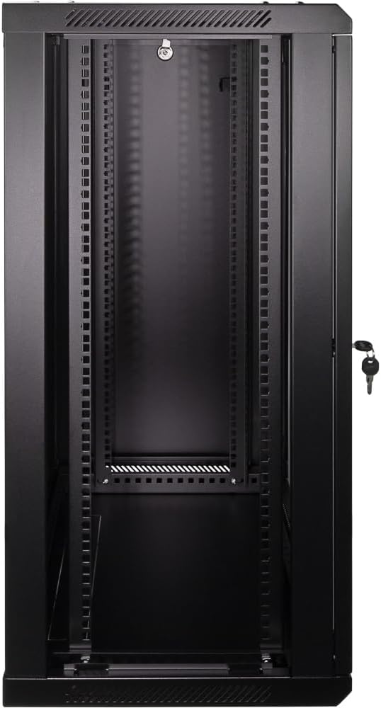 Navepoint 18U Deluxe IT Wallmount Cabinet Enclosure 19-Inch Server Network Rack with Locking Glass Door 16-Inches Deep Black