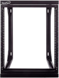 NavePoint 12U Open Frame Server Rack for 19' IT Network Equipment & A/V Devices, Free Standing or Wall Mount Rack with 180 Degrees Gate Swing, Black