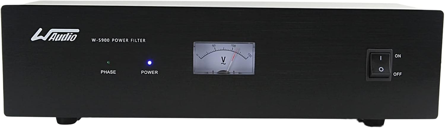 WAudio AC Noise Power Conditioner - Mains Purifier Audio Video Noise Filter Surge Protector with US Standard Sockets (Black)
