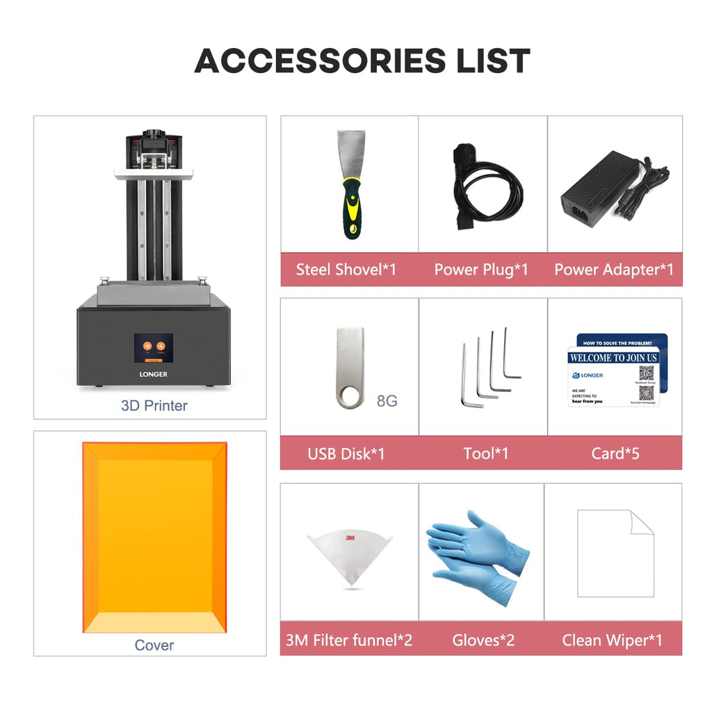 Longer 3D Printer Resin 3D Printer Orange 4K 3D Printer Photo Polymerization 3D Printer Monochrome 5.5 Inch 4K Display Parallel LED Lighting Large Print Size 4.72 x 2.68 x 7.48 Inch