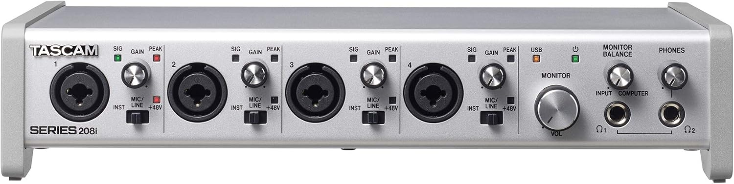Tascam SERIES 208i 20 IN/8 OUT USB Audio Interface with MIDI, DAW Recording Software for Songwriting, Podcasting, Recording