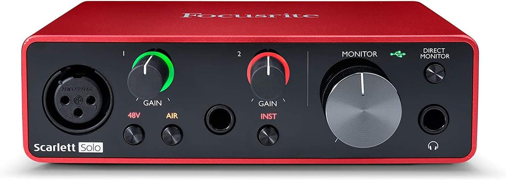 Focusrite Scarlett Solo Studio 3rd Gen USB-C Audio Interface Bundle with Mackie CR3-X Monitors, CM25 MkIII Condenser Mic, Headphones, Mic Stand, Pop Filter & 2x 1/4' TS Cables