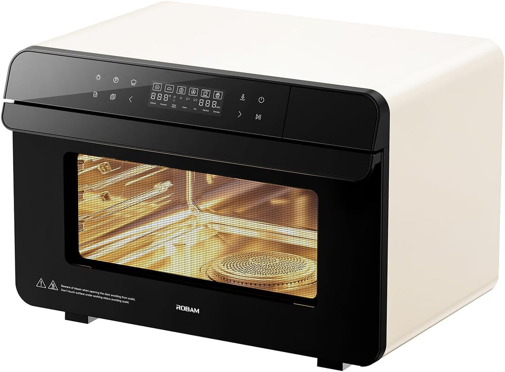 ROBAM Toaster Oven Air Fryer Combo R-BOX White, 23QT Countertop Convection Steam Oven, Rapid Steam, Bake, Air Fry, Broil, Dehydrate, Defrost, Ferment, Steam Self-Clean, Touchscreen Control