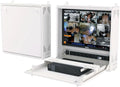 Wall-Mount DVR/NVR Security Enclosure, Lockable Steel Cabinet with 1U Adjustable Rail, Ventilated, 22″ W x 21.2″ H x 5.9″ D, White (RAL 7035) – STURDX
