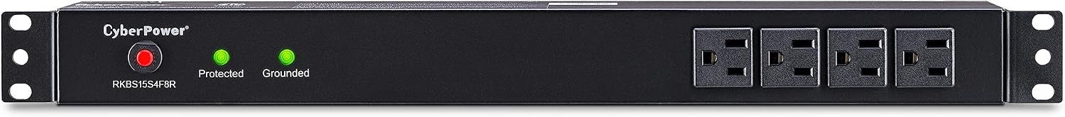 CyberPower RKBS15S4F8R Rackbar Surge Protector, 120V/15A, 12 Outlets, 15 Foot Power Cord, 1U Rackmount, UL Listed