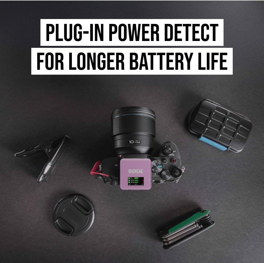 RØDE Wireless GO (Gen 3) – Compact Wireless Mic – Pristine Audio, 32-bit Float Recording, Automatic Level Control, for Phones, Cameras and Computers (Lilac)