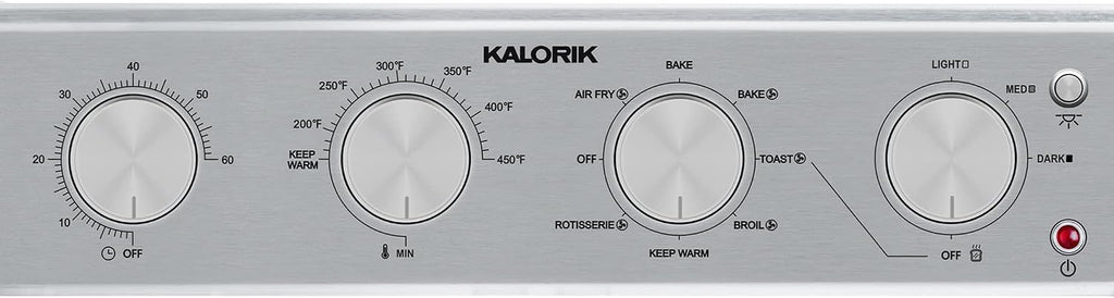 Kalorik MAXX Air Fryer Oven, 26 Quart 9-in-1 Countertop Toaster Oven and Air Fryer Combo - Fry, Bake, Roast, Rotisserie, & More, Large Glass French Doors & 7 Accessories, 1700-Watts, Stainless Steel