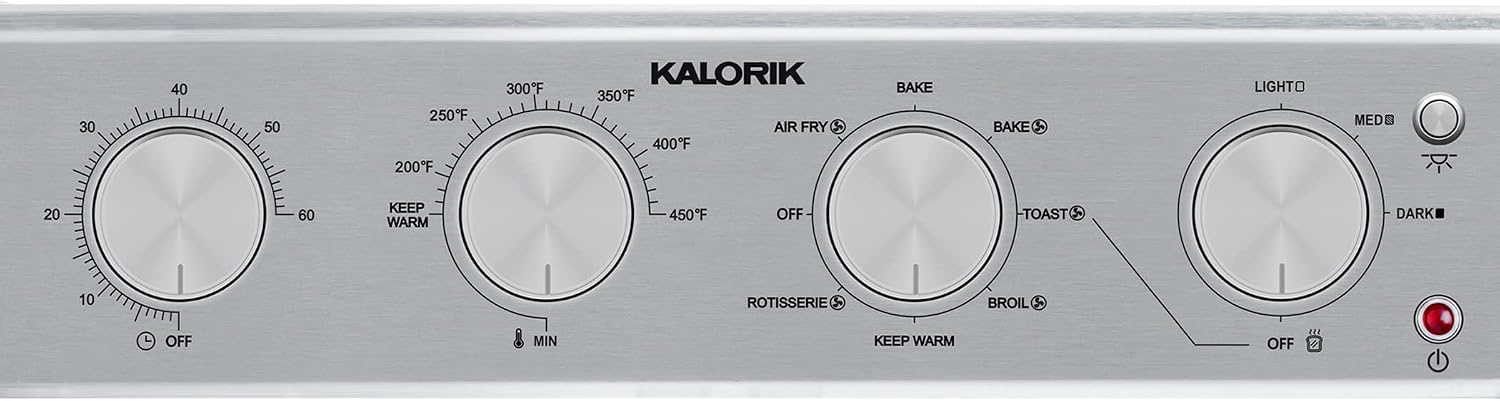 Kalorik MAXX Air Fryer Oven, 26 Quart 9-in-1 Countertop Toaster Oven and Air Fryer Combo - Fry, Bake, Roast, Rotisserie, & More, Large Glass French Doors & 7 Accessories, 1700-Watts, Stainless Steel