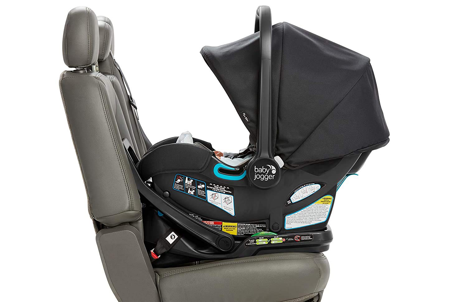 Baby Jogger® City Go 2 Infant Car Seat, Baby Travel Car Seat, Included RapidLock Carseat Base, Pike Exclusive Includes Leatherette Handlebar and Premium Fabrics, Slate