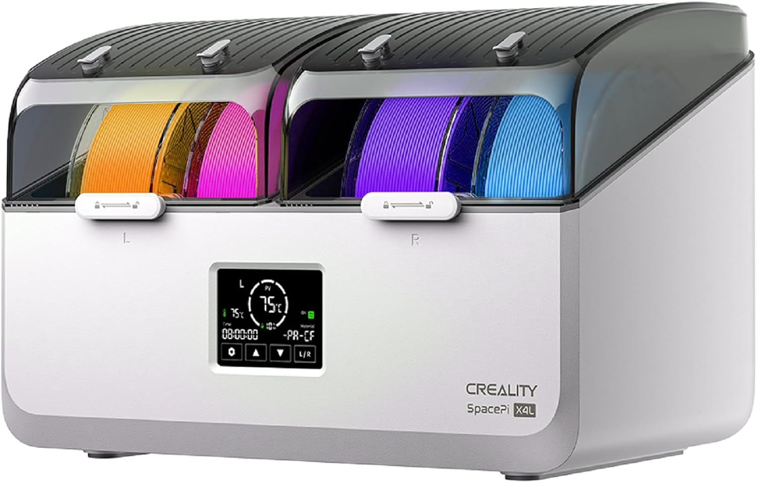 Creality Filament Dryer Box 4 Spools, Space Pi X4L Filament Storage Box, 200W PTC Heats Up to 75°C, Fast Drying Dual Heating Chambers, Moisture-Free Storage, for PLA, PETG, TPU, ABS