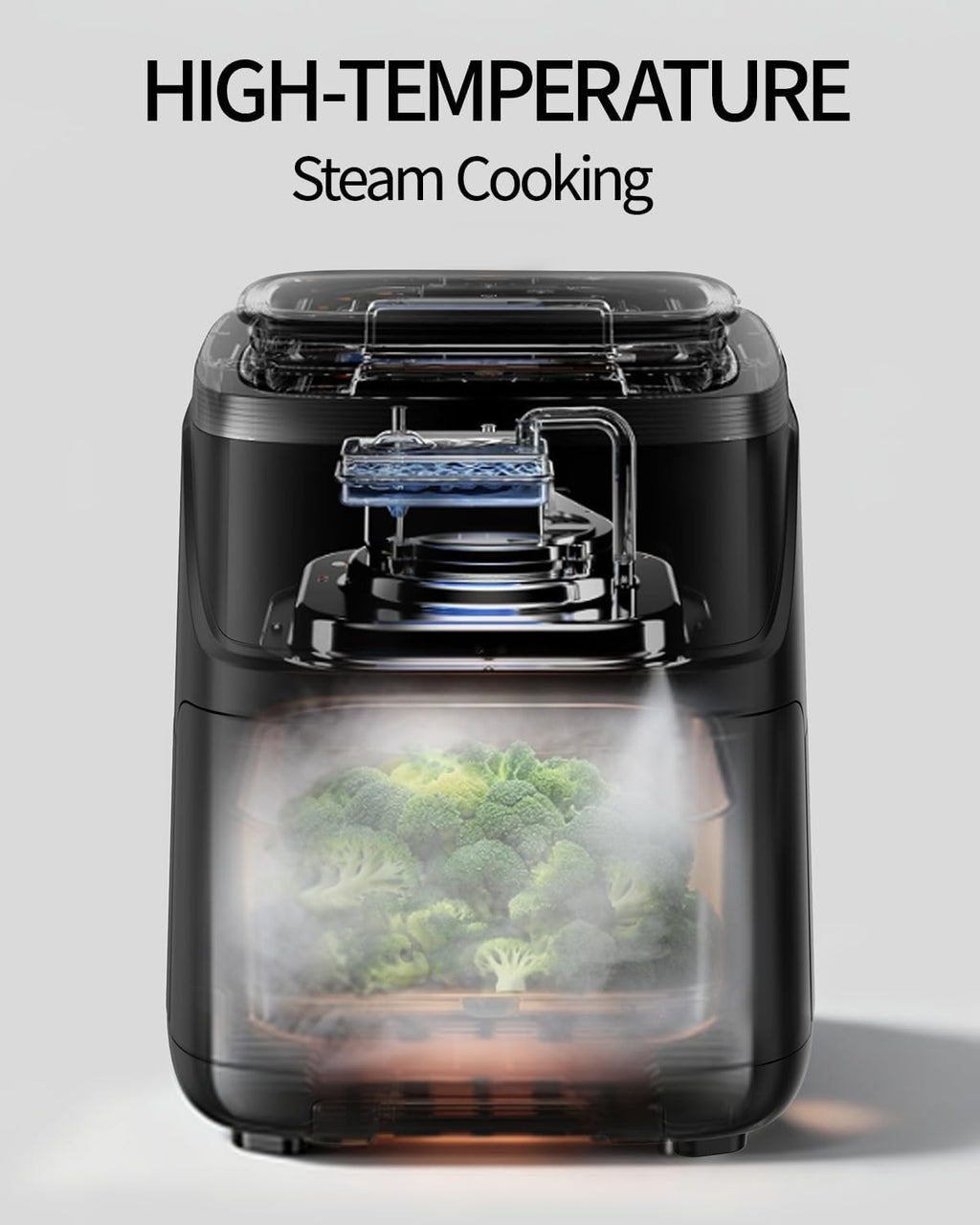 Steam Air Fryer, Self Cleaning Smart Air Fryers, with Visible Window, 1700W High Power Airfryer, 7.5 QT for Family of 4-6, Whisper Quiet Technology, 12-in-1Presets, Dishwasher Safe Non Stick Basket