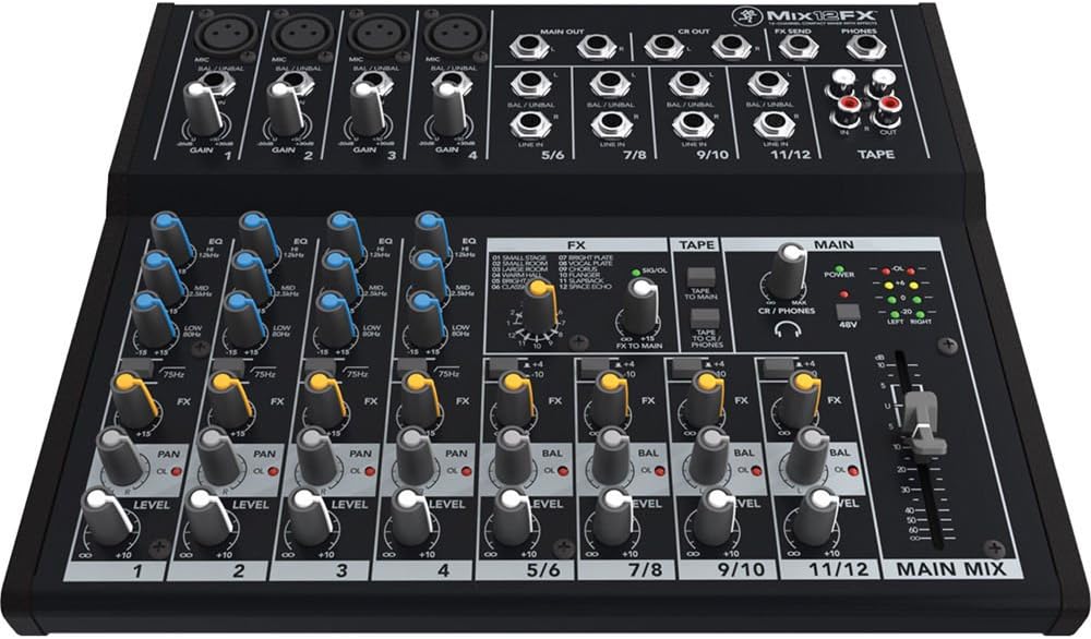 Mackie Mix Series Mix12FX 12-Channel Compact Mixer with Effects, Black