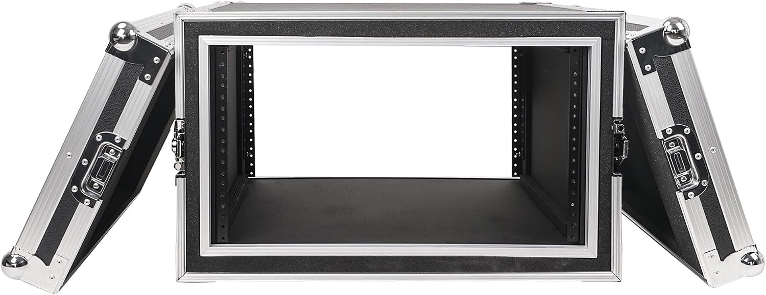 Sound Town Shock Mount 6U ATA Plywood Rack Case with 21' Rackable Depth, 6-Space Size, Pro Tour Grade (STRC-SP6U)