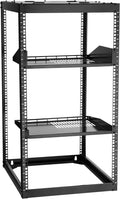 VEVOR 20U Server Rack, Open Frame Network Rack,4-Post Floor Standing or Wall Mounted, Includes 2PCS Vented 1U Rack Shelves & Mounting Hardware, Computer Wall Rack for 19' IT/AV Equipment