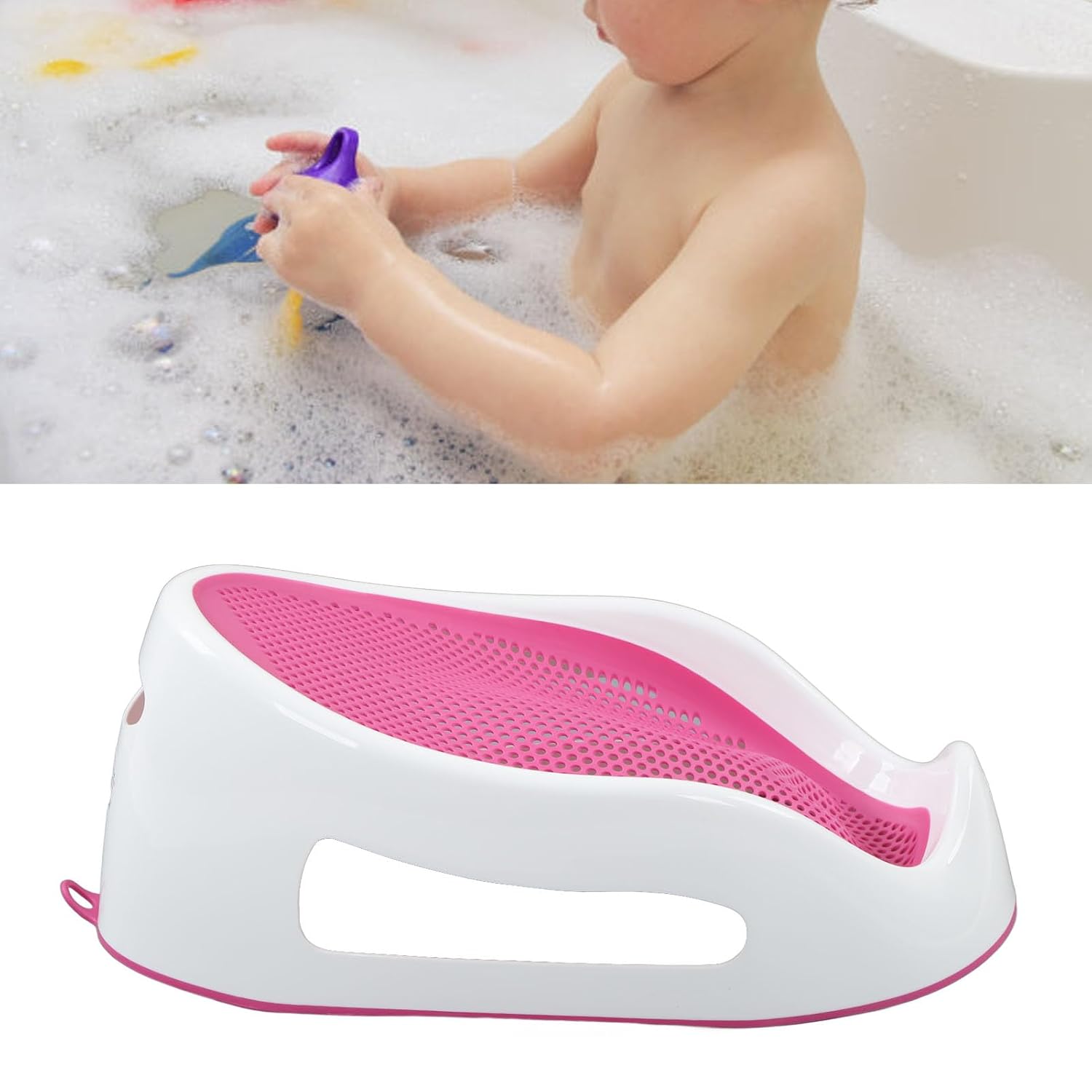 Summer Clean Rinse Baby Bather, Bath Support for Use on The Counter, in The Sink or in The Bathtub, TPE Soft Silicone Baby Bath Seat, Use from Birth Until Sitting Up ()