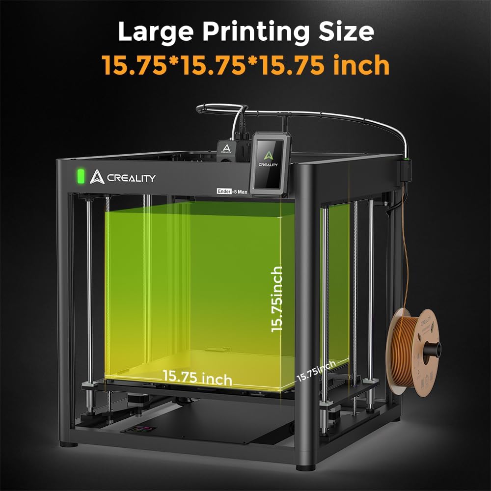 Creality Ender 5 Max 3D Printer, 700mm/s Max Printing Speed Large 3D Printer, Auto Leveling 300℃ High Temp Precise Linear Rail Dual Z Axis,Build Volume 15.75x15.75x15.75 inch