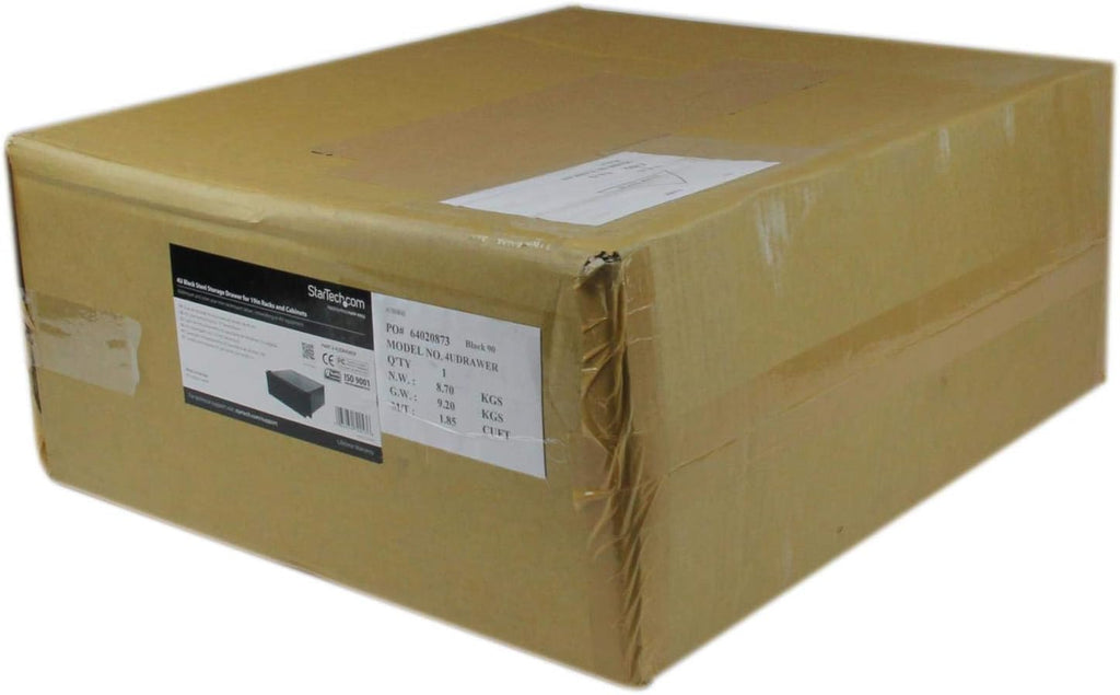 StarTech.com 4U Rack Mount Drawer - 55 lb (25 kg) - 4U Steel Storage Rack Drawer for 19' AV / Sever / Network Equipment Rack or Cabinet (4UDRAWER) Black
