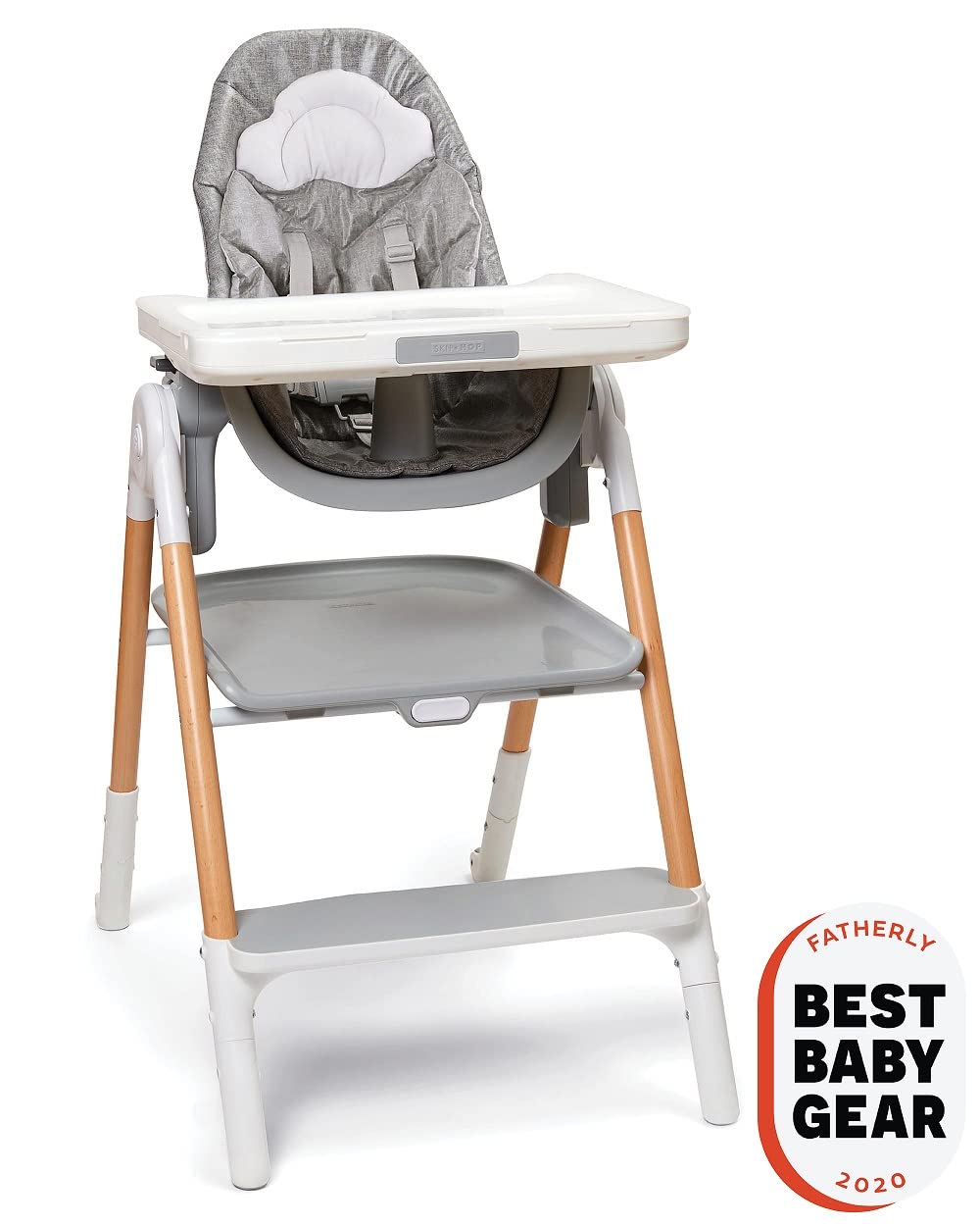 Skip Hop Baby High Chair 2-in 1 Convertible High Chair, Sit-to-Step, Grey/White