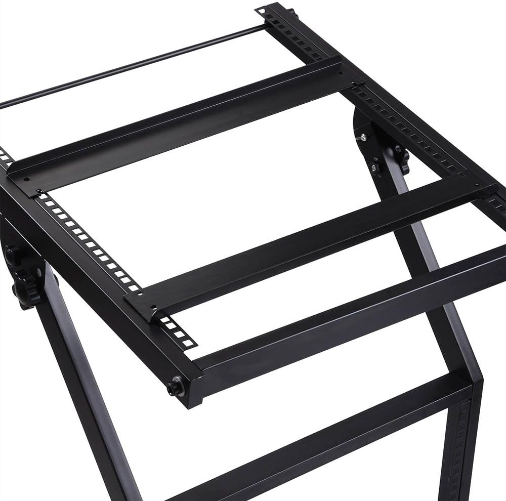 AW Adjustable Rack Mount Studio Equipment Rolling DJ Mixer Stand Stage Cart Music Party Show 12U
