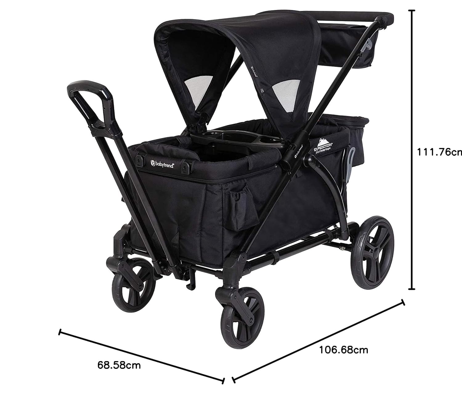 Baby Trend Expedition 2-in-1 Stroller Wagon Plus, Ultra Black