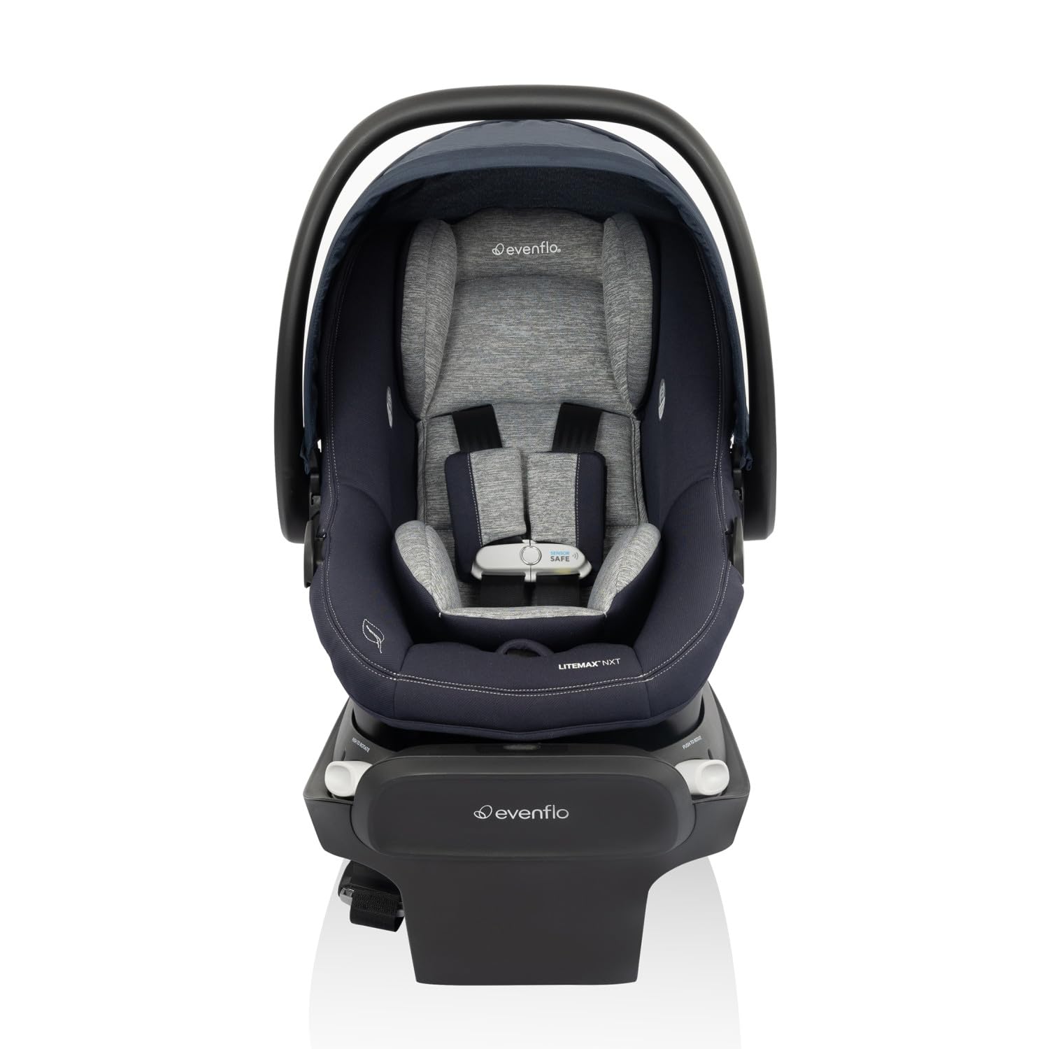 Evenflo Revolve180 LiteMax NXT Rotating Rear-Facing Lightweight Preemie and Infant Car Seat 3-30lbs with Green & Gentle. Easy Install with Base (Beau Navy)
