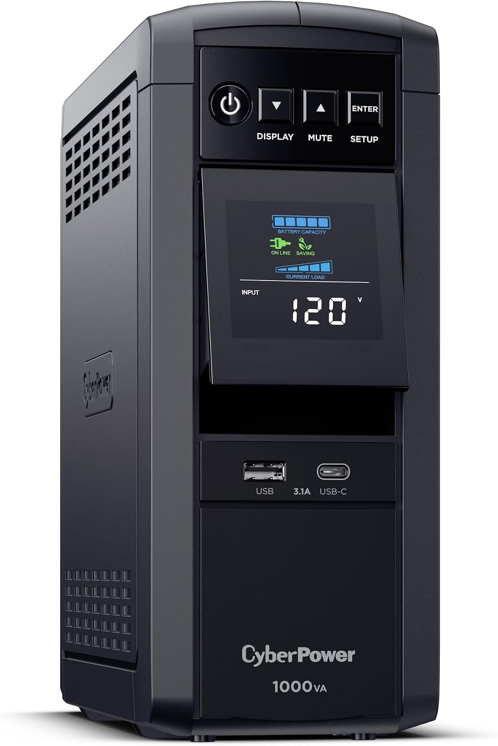 CyberPower CP1000PFCLCD PFC Sinewave UPS Battery Backup and Surge Protector, 1000VA/600W, 10 Outlets, AVR, Mini-Tower, UL Certified