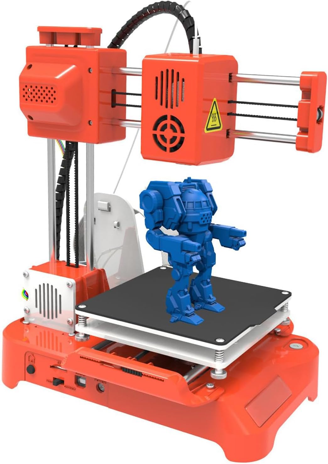 DIY 3D Printer Kit Mini 3D Printer 4x4x4in Upgraded Print Volume Kids Extruder Technology, High Power Powerful Computing New Structure 3D Printer High Speed Printing Orange