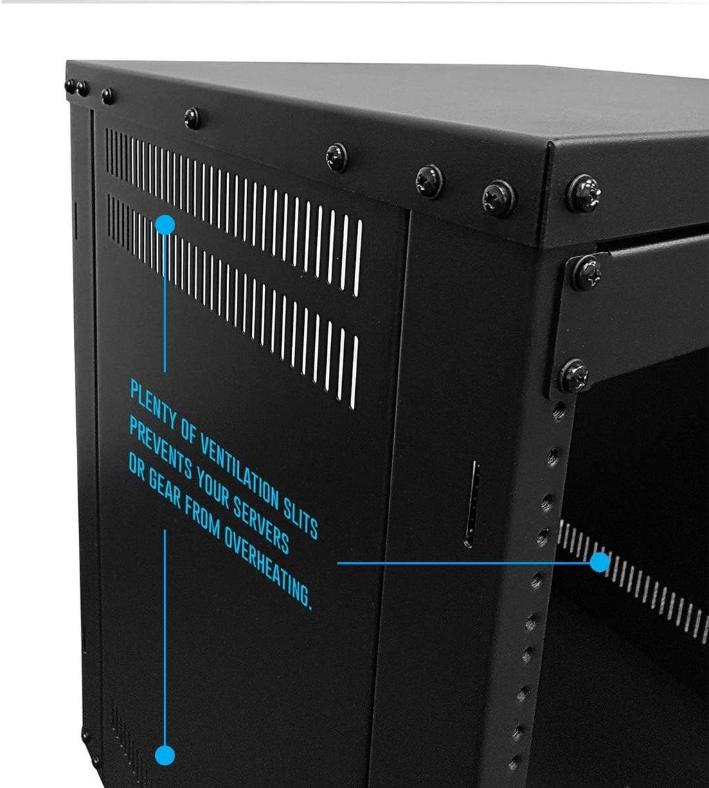 AxcessAbles 22U 19-Inch Rolling IT Server Rack 550LB Heavy Duty Open Frame with Removable Side Panels Large 3-Inch Locking Casters for Servers Networking and Rackmount Gear Includes 5mm and 6mm Screws